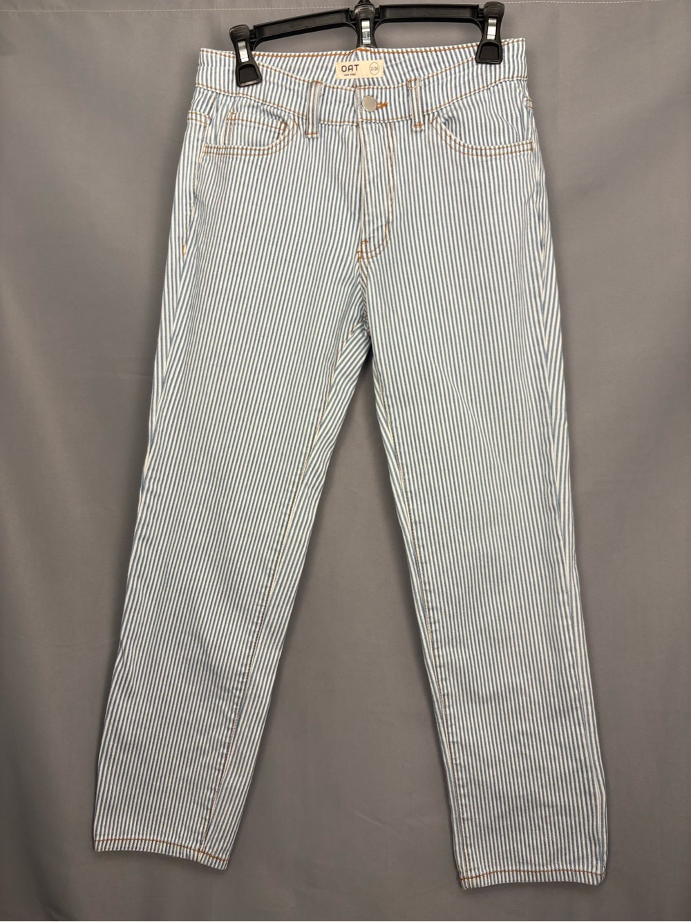 OAT New York Railroad Stripe Jeans Womens 26 High Rise Straight Leg
